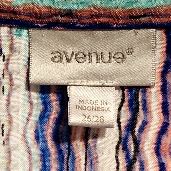 AVENUE Sleeveless Button Down Shirt 26/28 Multicolored Chest Pockets Artsy Top - Picture 3 of 6